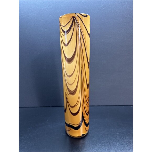 BROWN PULLED IRIDESCENT ART GLASS VASE - MINT CONDITION - Picture 1 of 5